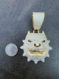Huge 3.5" Iced Hip Hop 14K Gold Vermeil 925 Angry Pitbull Dog Pendant Necklace 18 Huge 3.5" Iced Hip Hop 14K Gold Vermeil 925 Angry Pitbull Dog Pendant Necklace -Harlem Bling Shop harlembling huge 3.5 iced hip hop 14k gold vermeil 925 angry pitbull dog pendant necklace 56476.1664357750
