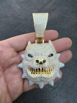 Huge 3.5" Iced Hip Hop 14K Gold Vermeil 925 Angry Pitbull Dog Pendant Necklace 22 Huge 3.5" Iced Hip Hop 14K Gold Vermeil 925 Angry Pitbull Dog Pendant Necklace -Harlem Bling Shop harlembling huge 3.5 iced hip hop 14k gold vermeil 925 angry pitbull dog pendant necklace 68211.1664355274