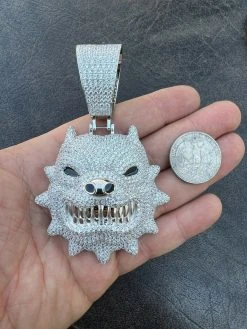 Huge 3.5" Iced Hip Hop 925 Silver Angry Pitbull Dog Animal Pendant Necklace Mens 16 Huge 3.5" Iced Hip Hop 925 Silver Angry Pitbull Dog Animal Pendant Necklace Mens -Harlem Bling Shop harlembling huge 3.5 iced hip hop 925 silver angry pitbull dog animal pendant necklace mens 32772.1664357890