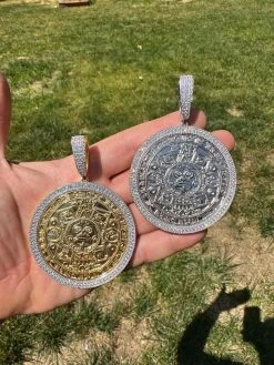HUGE Moissanite Aztec Calendar Mayan Sun God Iced 925 Silver Pendant Necklace -Harlem Bling Shop harlembling huge moissanite aztec calendar mayan sun god iced 925 silver pendant necklace 00209.1686780409