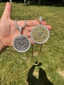 HUGE Moissanite Aztec Calendar Mayan Sun God Iced 925 Silver Pendant Necklace -Harlem Bling Shop harlembling huge moissanite aztec calendar mayan sun god iced 925 silver pendant necklace 12401.1686780450