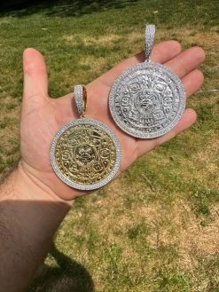 HUGE Moissanite Aztec Calendar Mayan Sun God Iced 925 Silver Pendant Necklace -Harlem Bling Shop harlembling huge moissanite aztec calendar mayan sun god iced 925 silver pendant necklace 27924.1686780392