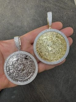 HUGE Moissanite Aztec Calendar Mayan Sun God Iced 925 Silver Pendant Necklace -Harlem Bling Shop harlembling huge moissanite aztec calendar mayan sun god iced 925 silver pendant necklace 33317.1686780388