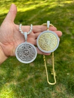 HUGE Moissanite Aztec Calendar Mayan Sun God Iced 925 Silver Pendant Necklace -Harlem Bling Shop harlembling huge moissanite aztec calendar mayan sun god iced 925 silver pendant necklace 34672.1686780411
