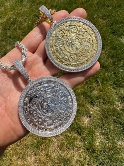 HUGE Moissanite Aztec Calendar Mayan Sun God Iced 925 Silver Pendant Necklace -Harlem Bling Shop harlembling huge moissanite aztec calendar mayan sun god iced 925 silver pendant necklace 47799.1686780349