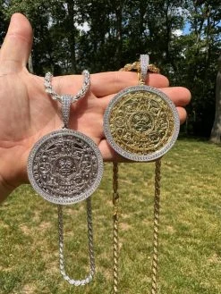 HUGE Moissanite Aztec Calendar Mayan Sun God Iced 925 Silver Pendant Necklace -Harlem Bling Shop harlembling huge moissanite aztec calendar mayan sun god iced 925 silver pendant necklace 56305.1686780403