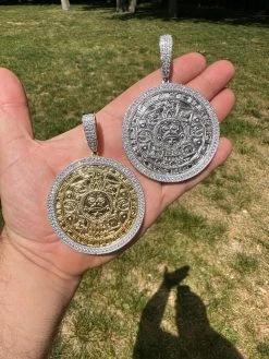 HUGE Moissanite Aztec Calendar Mayan Sun God Iced 925 Silver Pendant Necklace -Harlem Bling Shop harlembling huge moissanite aztec calendar mayan sun god iced 925 silver pendant necklace 79191.1686780350
