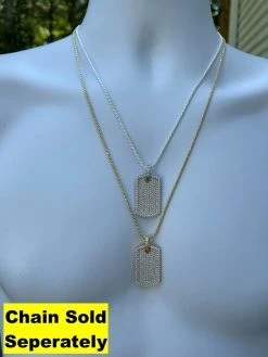 Iced 3.4ct Moissanite Dog Tag Pendant Necklace Gold / Silver Pass Diamond Tester -Harlem Bling Shop harlembling iced 3.4ct moissanite dog tag pendant necklace gold silver pass diamond tester 31660.1664372447