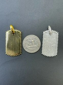 Iced 3.4ct Moissanite Dog Tag Pendant Necklace Gold / Silver Pass Diamond Tester -Harlem Bling Shop harlembling iced 3.4ct moissanite dog tag pendant necklace gold silver pass diamond tester 51388.1664386469