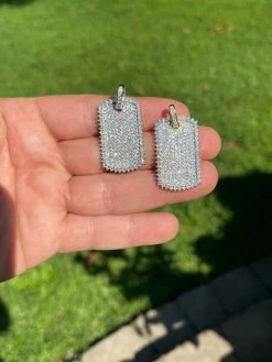 Iced 3.4ct Moissanite Dog Tag Pendant Necklace Gold / Silver Pass Diamond Tester -Harlem Bling Shop harlembling iced 3.4ct moissanite dog tag pendant necklace gold silver pass diamond tester 75450.1664375605