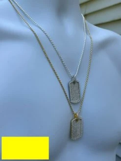 Iced 3.4ct Moissanite Dog Tag Pendant Necklace Gold / Silver Pass Diamond Tester -Harlem Bling Shop harlembling iced 3.4ct moissanite dog tag pendant necklace gold silver pass diamond tester 83038.1664390346