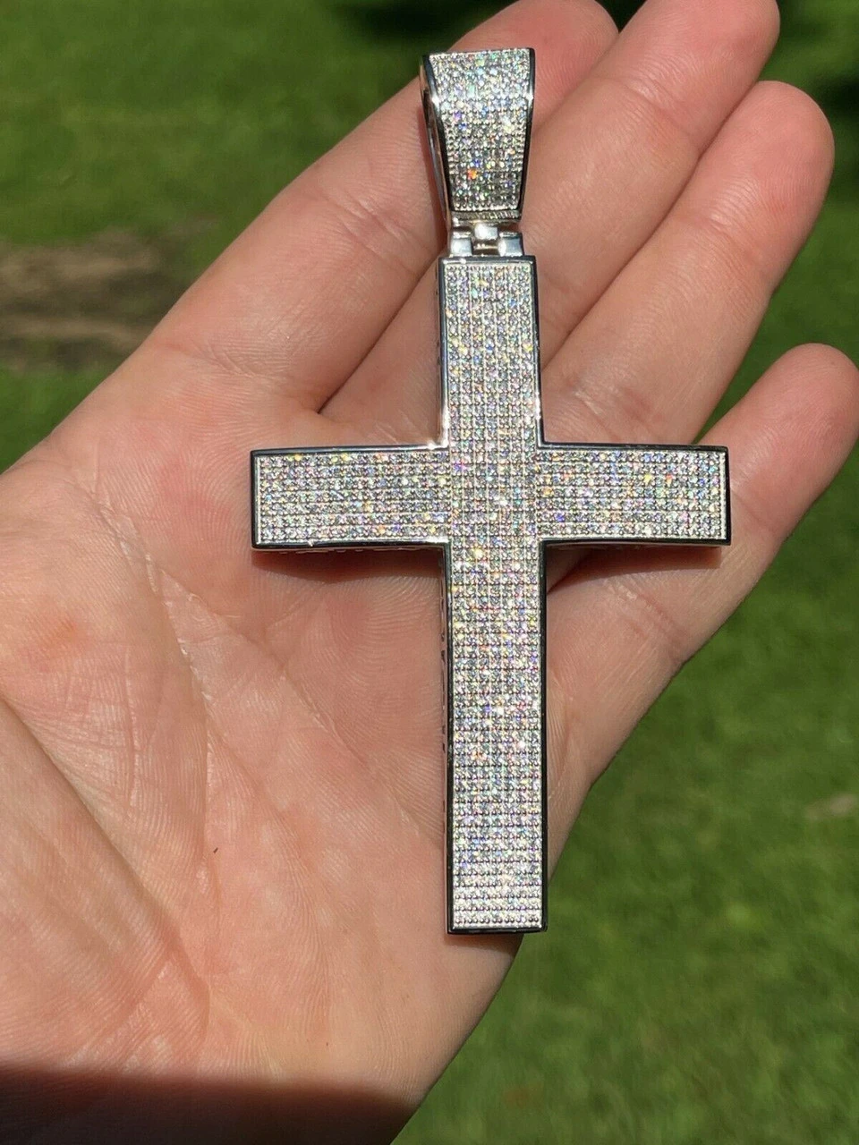 Iced 7ct Moissanite Huge 4" Real 925 Cross Pendant Men's Hip Hop Diamond Test ✅ 12 Iced 7ct Moissanite Huge 4" Real 925 Cross Pendant Men's Hip Hop Diamond Test ✅ - Image 10