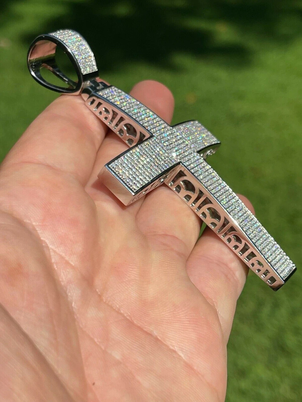Iced 7ct Moissanite Huge 4" Real 925 Cross Pendant Men's Hip Hop Diamond Test ✅ 11 Iced 7ct Moissanite Huge 4" Real 925 Cross Pendant Men's Hip Hop Diamond Test ✅ - Image 9