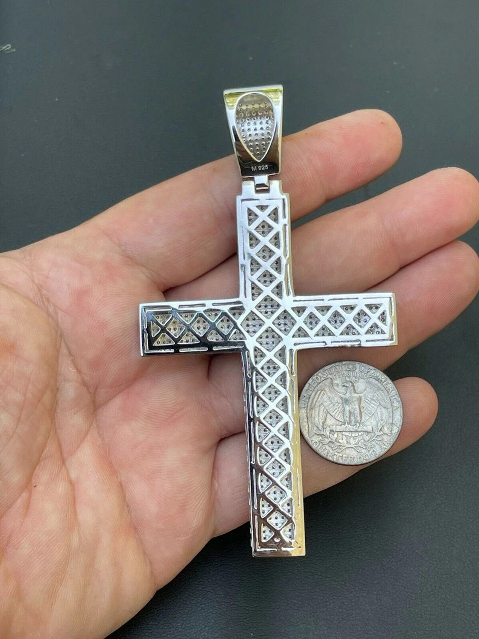 Iced 7ct Moissanite Huge 4" Real 925 Cross Pendant Men's Hip Hop Diamond Test ✅ 19 Iced 7ct Moissanite Huge 4" Real 925 Cross Pendant Men's Hip Hop Diamond Test ✅ - Image 17
