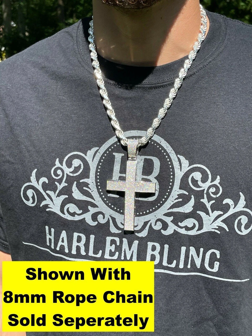 Iced 7ct Moissanite Huge 4" Real 925 Cross Pendant Men's Hip Hop Diamond Test ✅ 5 Iced 7ct Moissanite Huge 4" Real 925 Cross Pendant Men's Hip Hop Diamond Test ✅ - Image 3