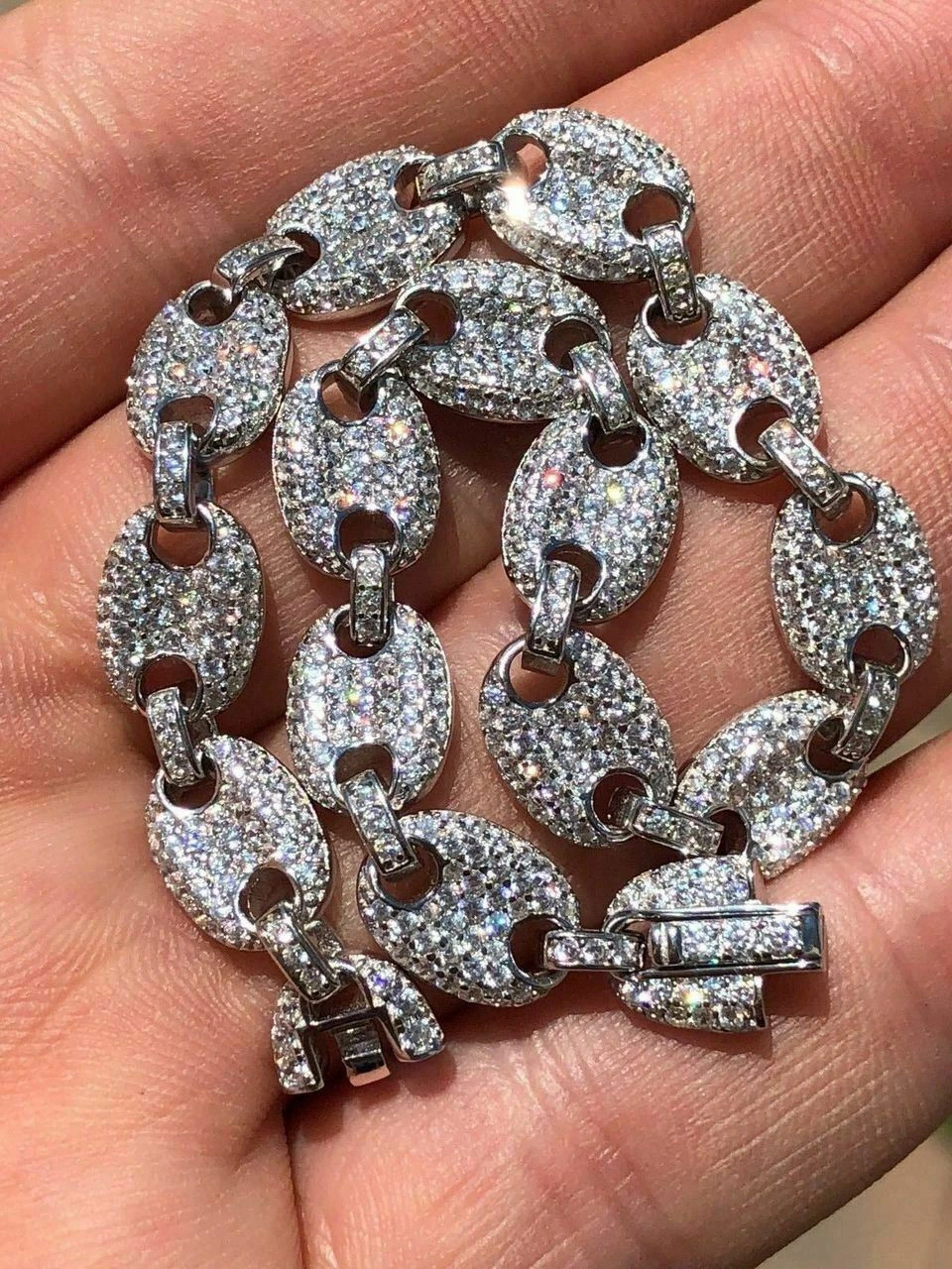 Iced Gucci Link Bracelet Solid 925 Silver Out Moissanite Pass Diamond Tester 6 Iced Gucci Link Bracelet Solid 925 Silver Out Moissanite Pass Diamond Tester - Image 4