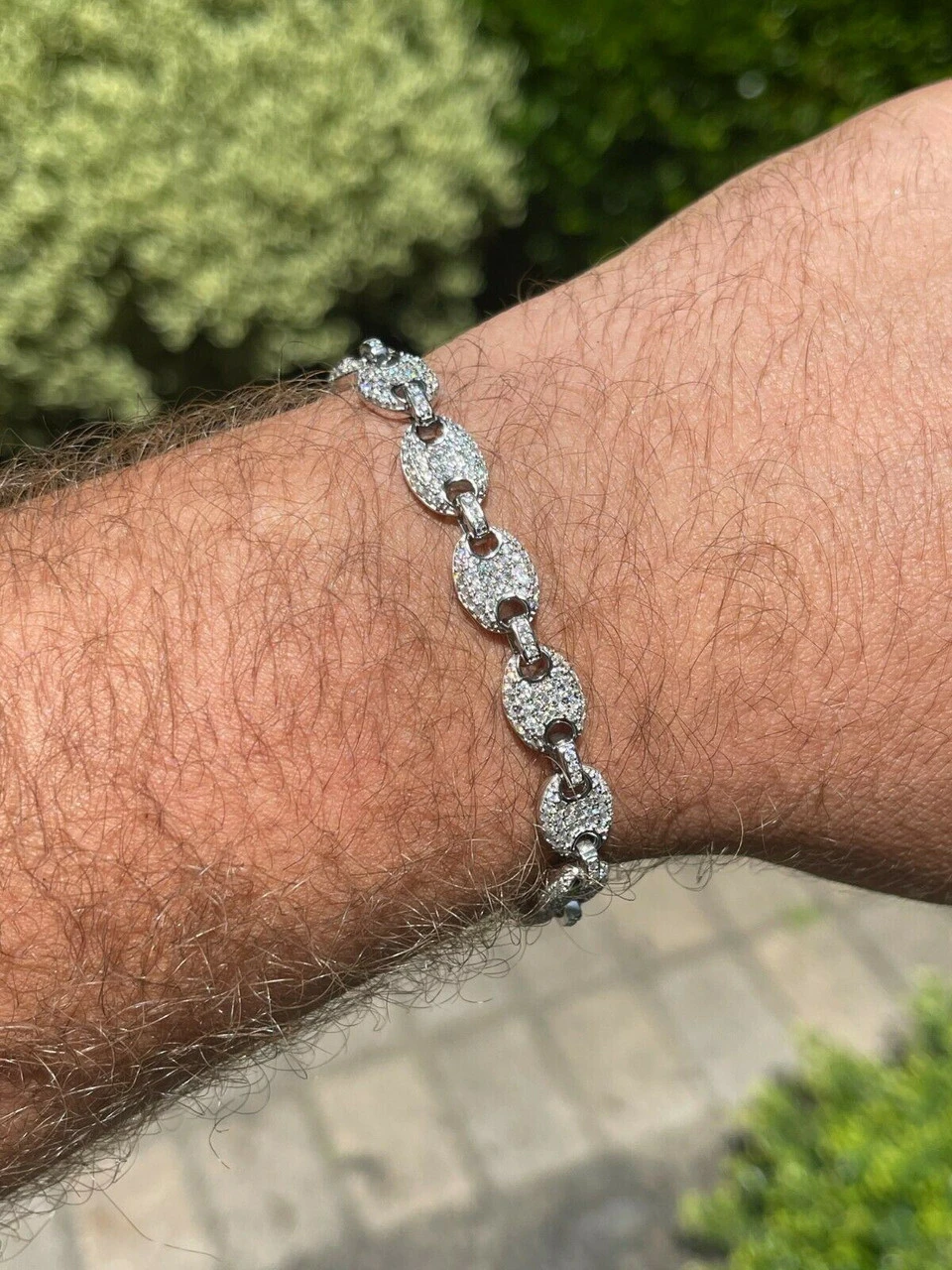 Iced Gucci Link Bracelet Solid 925 Silver Out Moissanite Pass Diamond Tester 4 Iced Gucci Link Bracelet Solid 925 Silver Out Moissanite Pass Diamond Tester - Image 2