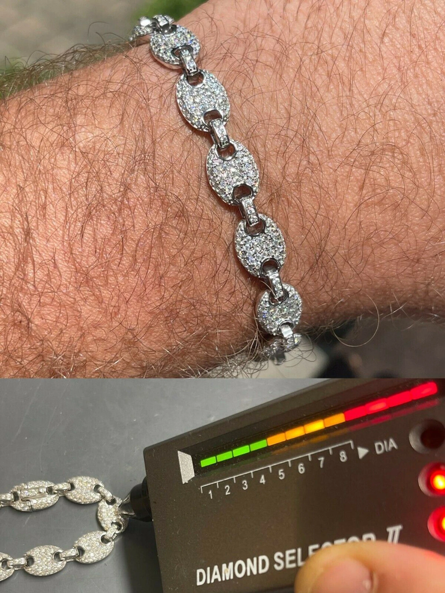 Iced Gucci Link Bracelet Solid 925 Silver Out Moissanite Pass Diamond Tester 3 Iced Gucci Link Bracelet Solid 925 Silver Out Moissanite Pass Diamond Tester
