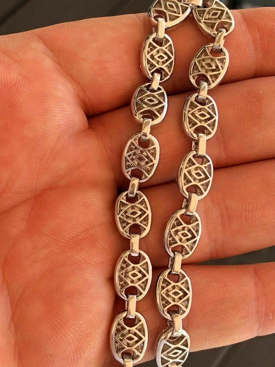 Iced Gucci Link Bracelet Solid 925 Silver Out Moissanite Pass Diamond Tester 12 Iced Gucci Link Bracelet Solid 925 Silver Out Moissanite Pass Diamond Tester - Image 10