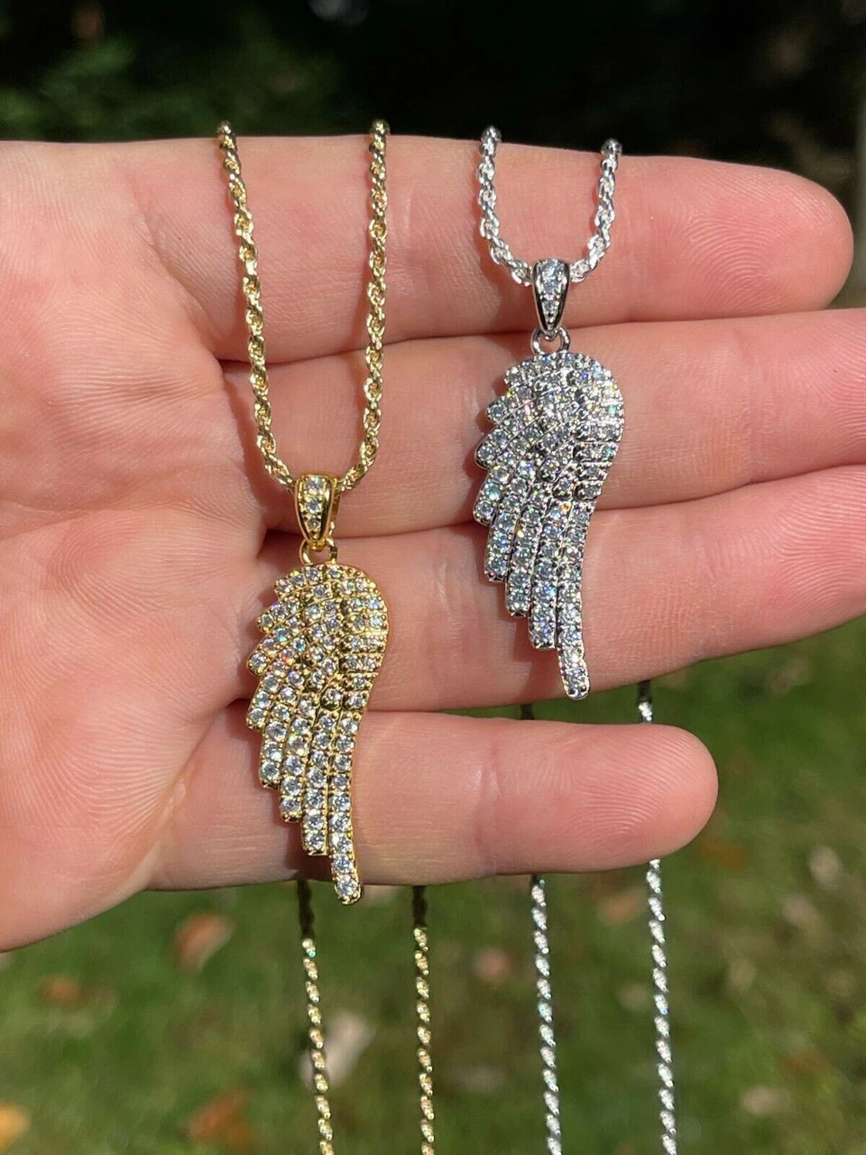 Iced Hip Hop Angel Wing Pendant 925 Silver / Gold MOISSANITE Pass Diamond Test 5 Iced Hip Hop Angel Wing Pendant 925 Silver / Gold MOISSANITE Pass Diamond Test - Image 3