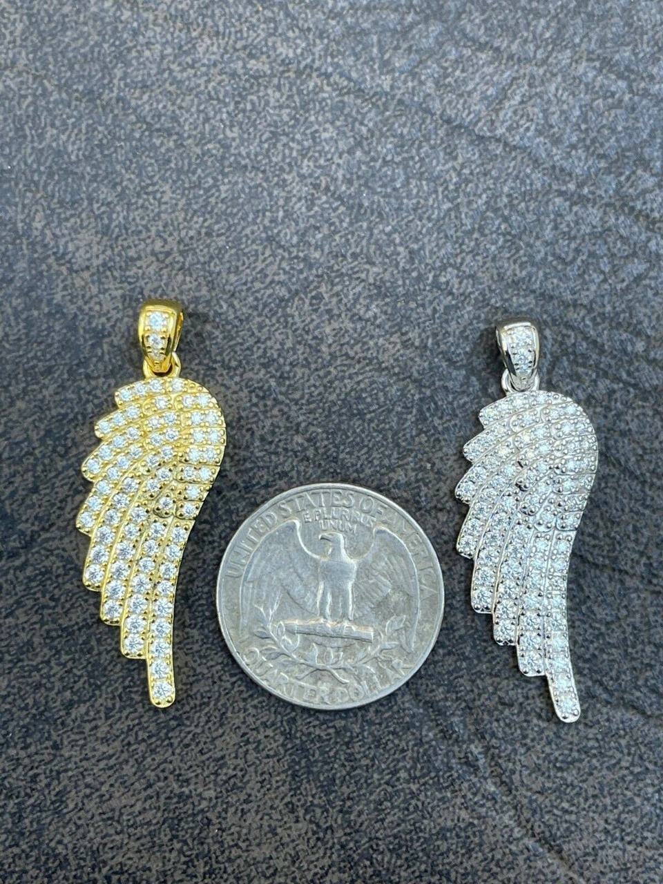 Iced Hip Hop Angel Wing Pendant 925 Silver / Gold MOISSANITE Pass Diamond Test 9 Iced Hip Hop Angel Wing Pendant 925 Silver / Gold MOISSANITE Pass Diamond Test - Image 7