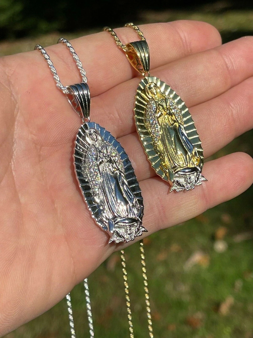 Iced Hip Hop Virgin Mary Pendant 925 Silver / Gold MOISSANITE Pass Diamond Test 7 Iced Hip Hop Virgin Mary Pendant 925 Silver / Gold MOISSANITE Pass Diamond Test - Image 5