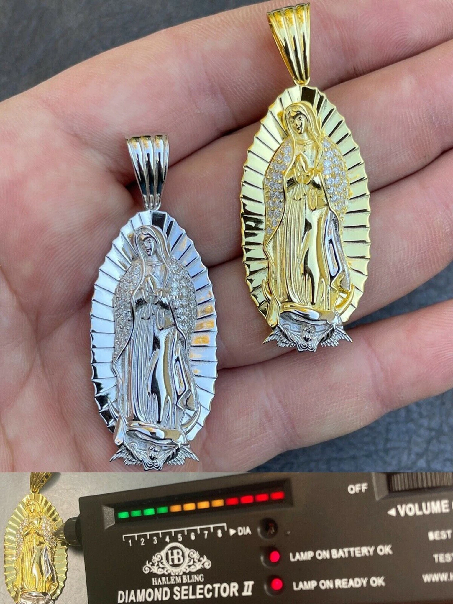Iced Hip Hop Virgin Mary Pendant 925 Silver / Gold MOISSANITE Pass Diamond Test 3 Iced Hip Hop Virgin Mary Pendant 925 Silver / Gold MOISSANITE Pass Diamond Test