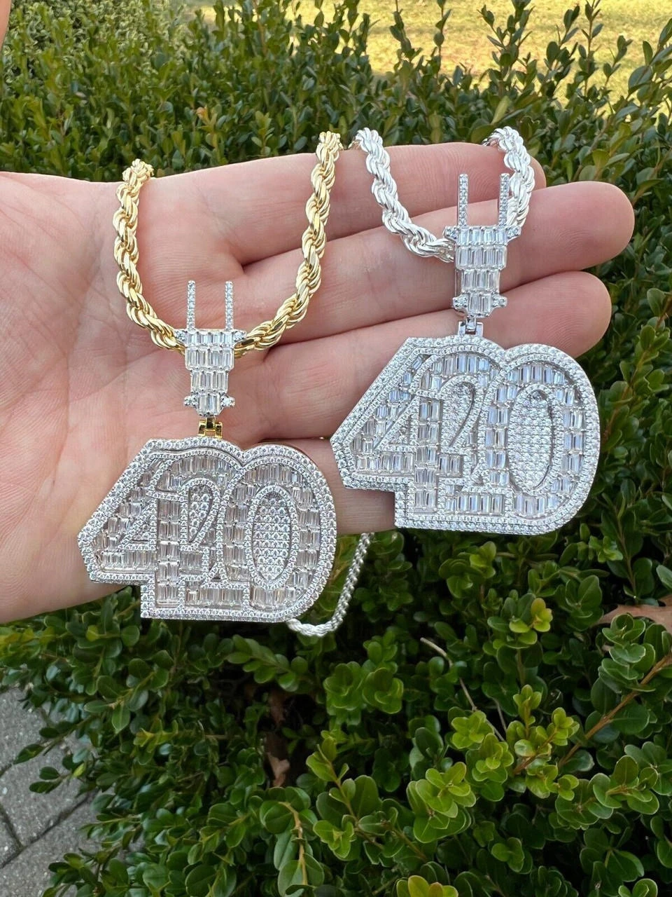 Iced MOISSANITE 925 Silver/Gold Plated 420 Plug Marijuana Weed Pendant Necklace 16 Iced MOISSANITE 925 Silver/Gold Plated 420 Plug Marijuana Weed Pendant Necklace - Image 14