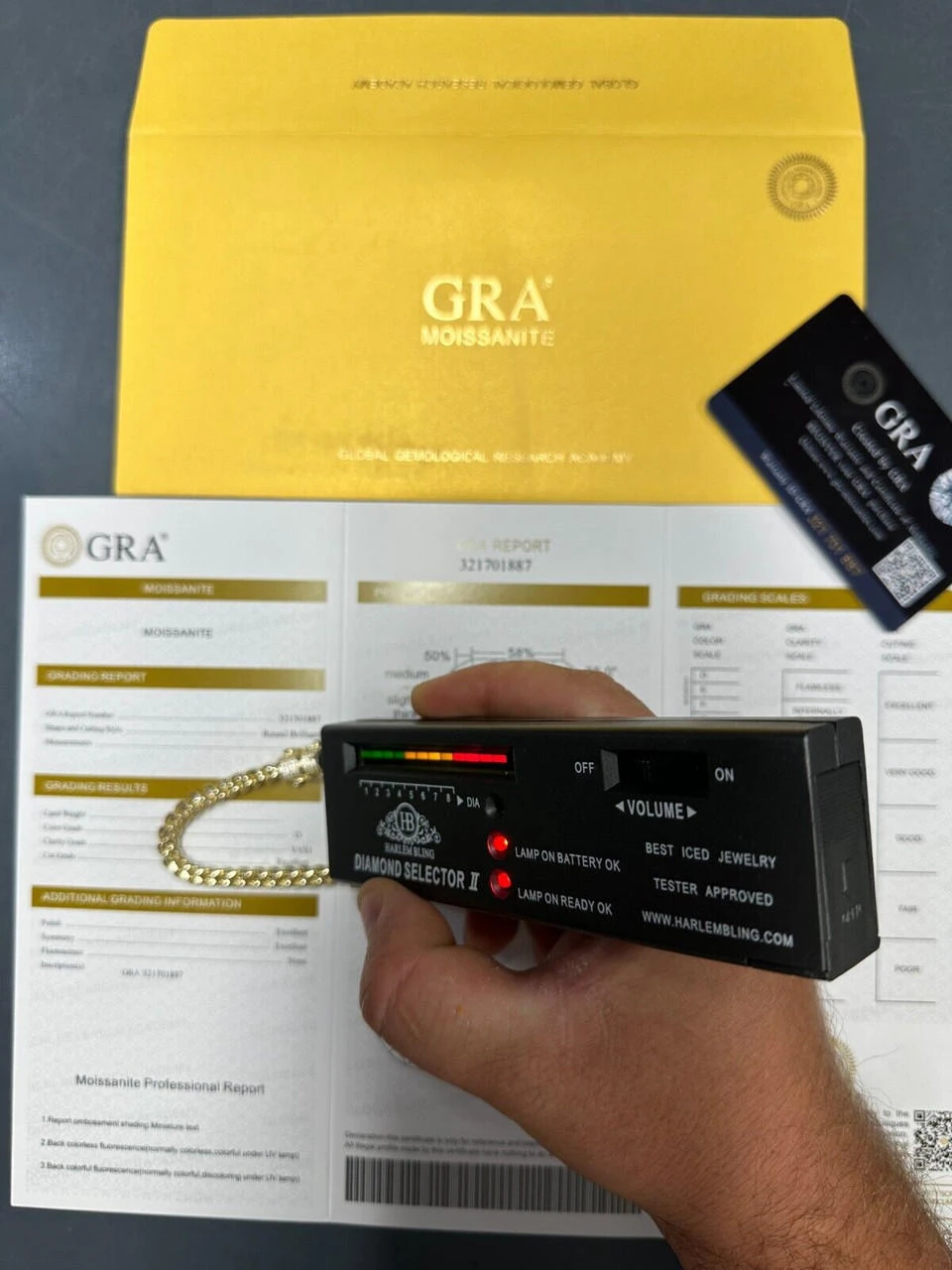 Iced MOISSANITE Clasp 14k Gold Over Stainless Franco Bracelet 4-6mm Pass Tester 10 Iced MOISSANITE Clasp 14k Gold Over Stainless Franco Bracelet 4-6mm Pass Tester - Image 8