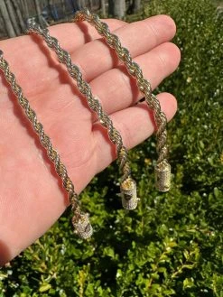 Iced MOISSANITE Clasp 14k Gold Over Stainless Rope Bracelet 4-6mm Pass Tester ✅ -Harlem Bling Shop harlembling iced moissanite clasp 14k gold over stainless rope bracelet 4 6mm pass tester 20998.1678388205