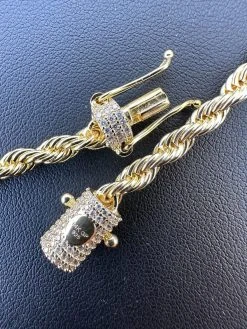 Iced MOISSANITE Clasp 14k Gold Over Stainless Rope Bracelet 4-6mm Pass Tester ✅ -Harlem Bling Shop harlembling iced moissanite clasp 14k gold over stainless rope bracelet 4 6mm pass tester 65256.1678388772
