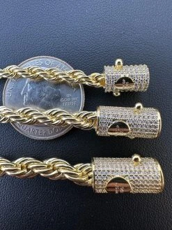 Iced MOISSANITE Clasp 14k Gold Over Stainless Rope Bracelet 4-6mm Pass Tester ✅ -Harlem Bling Shop harlembling iced moissanite clasp 14k gold over stainless rope bracelet 4 6mm pass tester 66005.1678388244