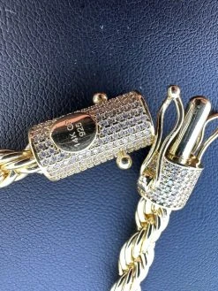 Iced MOISSANITE Clasp 14k Gold Over Stainless Rope Bracelet 4-6mm Pass Tester ✅ -Harlem Bling Shop harlembling iced moissanite clasp 14k gold over stainless rope bracelet 4 6mm pass tester 77907.1678388223