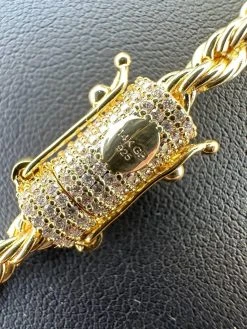 Iced MOISSANITE Clasp 14k Gold Over Stainless Rope Bracelet 4-6mm Pass Tester ✅ -Harlem Bling Shop harlembling iced moissanite clasp 14k gold over stainless rope bracelet 4 6mm pass tester 85473.1678388230