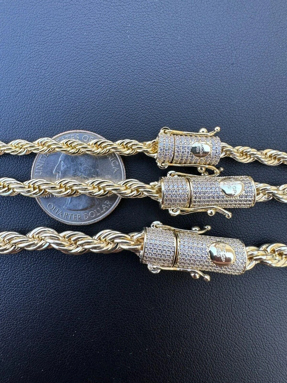 Iced MOISSANITE Clasp 14k Gold Over Stainless Steel Rope Chain Necklace Bracelet 17 Iced MOISSANITE Clasp 14k Gold Over Stainless Steel Rope Chain Necklace Bracelet - Image 15