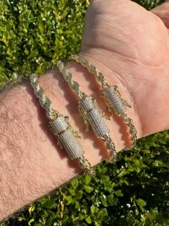 Iced MOISSANITE Clasp 14k Gold Over Stainless Steel Rope Chain Necklace Bracelet 40 Iced MOISSANITE Clasp 14k Gold Over Stainless Steel Rope Chain Necklace Bracelet -Harlem Bling Shop harlembling iced moissanite clasp 14k gold over stainless steel rope chain necklace bracelet 36504.1678388662