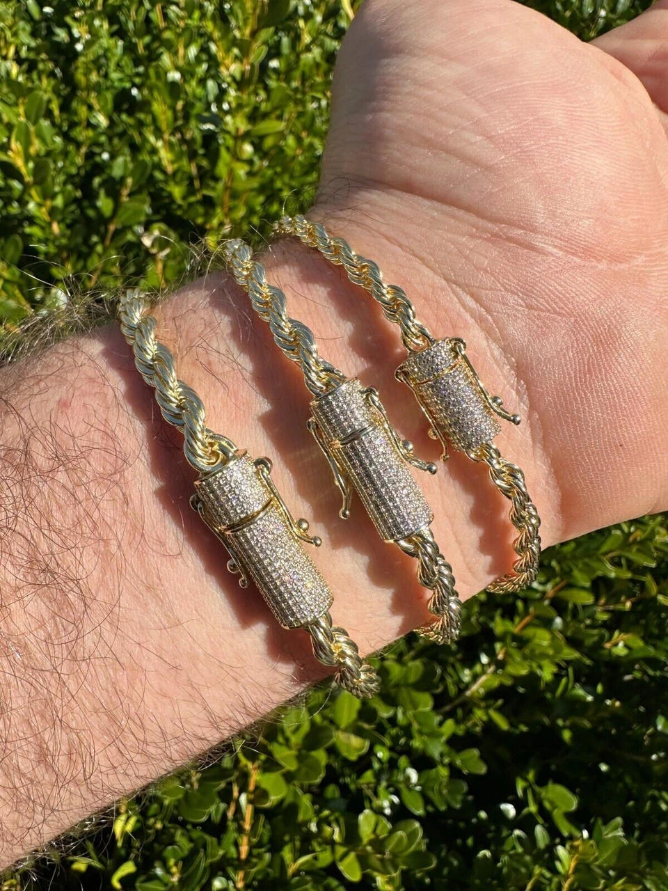 Iced MOISSANITE Clasp 14k Gold Over Stainless Steel Rope Chain Necklace Bracelet 21 Iced MOISSANITE Clasp 14k Gold Over Stainless Steel Rope Chain Necklace Bracelet - Image 19