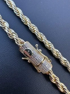 Iced MOISSANITE Clasp 14k Gold Over Stainless Steel Rope Chain Necklace Bracelet 31 Iced MOISSANITE Clasp 14k Gold Over Stainless Steel Rope Chain Necklace Bracelet -Harlem Bling Shop harlembling iced moissanite clasp 14k gold over stainless steel rope chain necklace bracelet 50845.1678388140