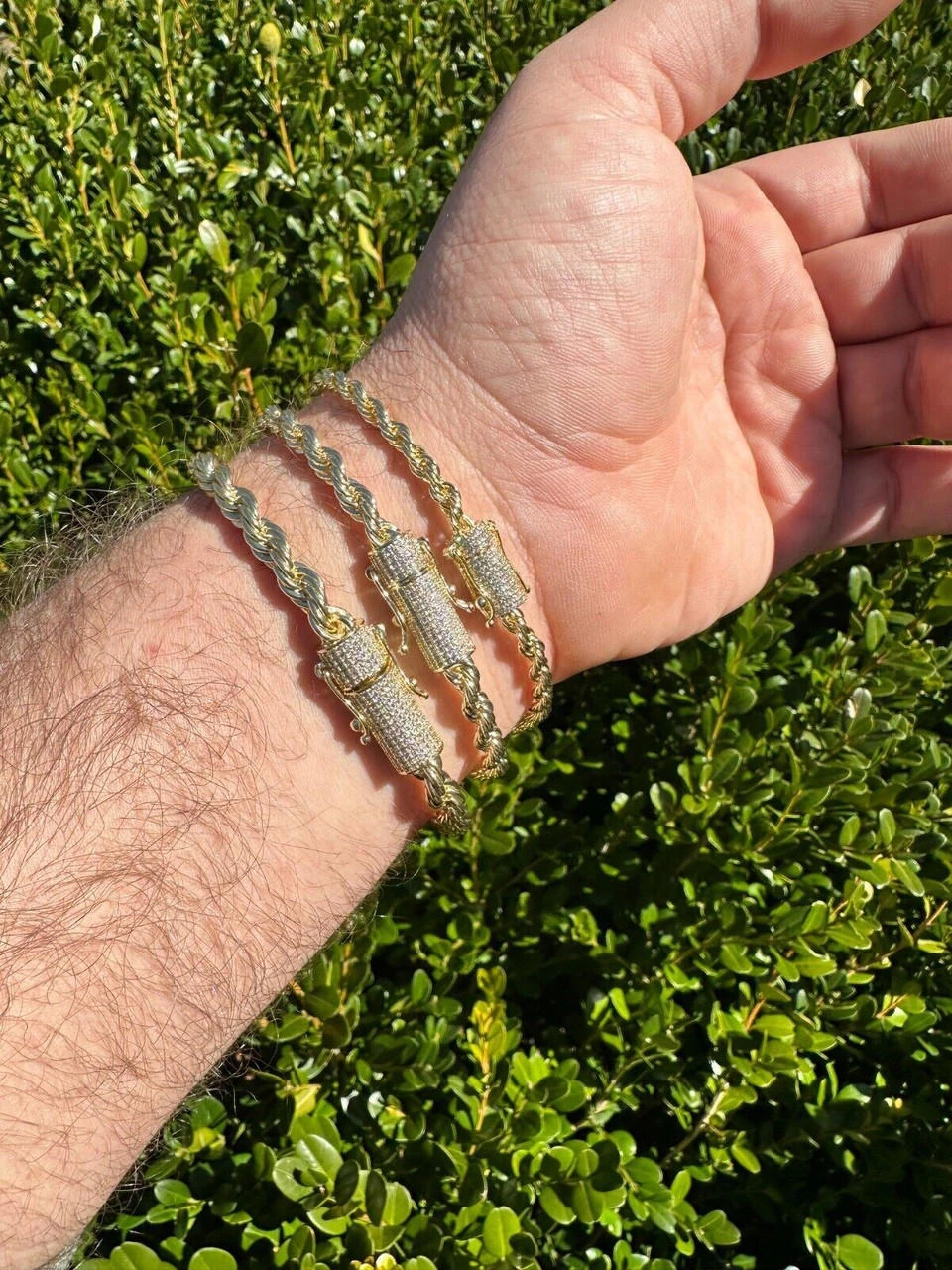 Iced MOISSANITE Clasp 14k Gold Over Stainless Steel Rope Chain Necklace Bracelet 20 Iced MOISSANITE Clasp 14k Gold Over Stainless Steel Rope Chain Necklace Bracelet - Image 18