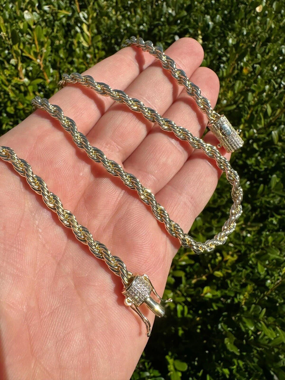 Iced MOISSANITE Clasp 14k Gold Over Stainless Steel Rope Chain Necklace Bracelet 6 Iced MOISSANITE Clasp 14k Gold Over Stainless Steel Rope Chain Necklace Bracelet - Image 4