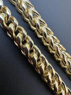 Iced MOISSANITE Clasp 14k Gold Plate Stainless Steel Franco Chain Necklace 4-6mm -Harlem Bling Shop harlembling iced moissanite clasp 14k gold plate stainless steel franco chain necklace 4 6mm 55250.1690848981