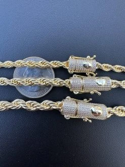 Iced MOISSANITE Clasp 14k Gold Plated Stainless Steel Rope Chain Necklace 4-6mm 38 Iced MOISSANITE Clasp 14k Gold Plated Stainless Steel Rope Chain Necklace 4-6mm -Harlem Bling Shop harlembling iced moissanite clasp 14k gold plated stainless steel rope chain necklace 4 6mm 07644.1678388811