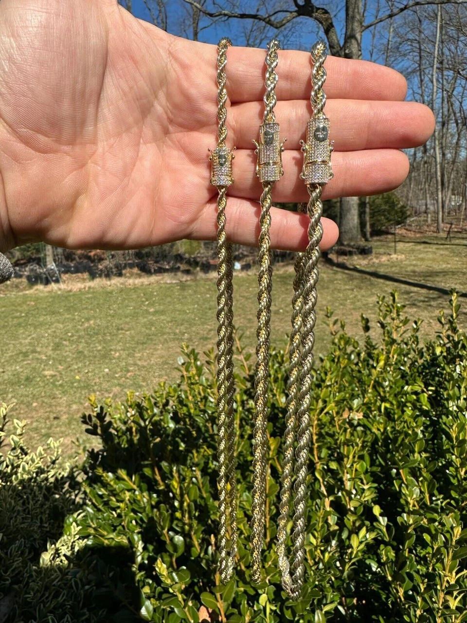 Iced MOISSANITE Clasp 14k Gold Plated Stainless Steel Rope Chain Necklace 4-6mm 20 Iced MOISSANITE Clasp 14k Gold Plated Stainless Steel Rope Chain Necklace 4-6mm - Image 18