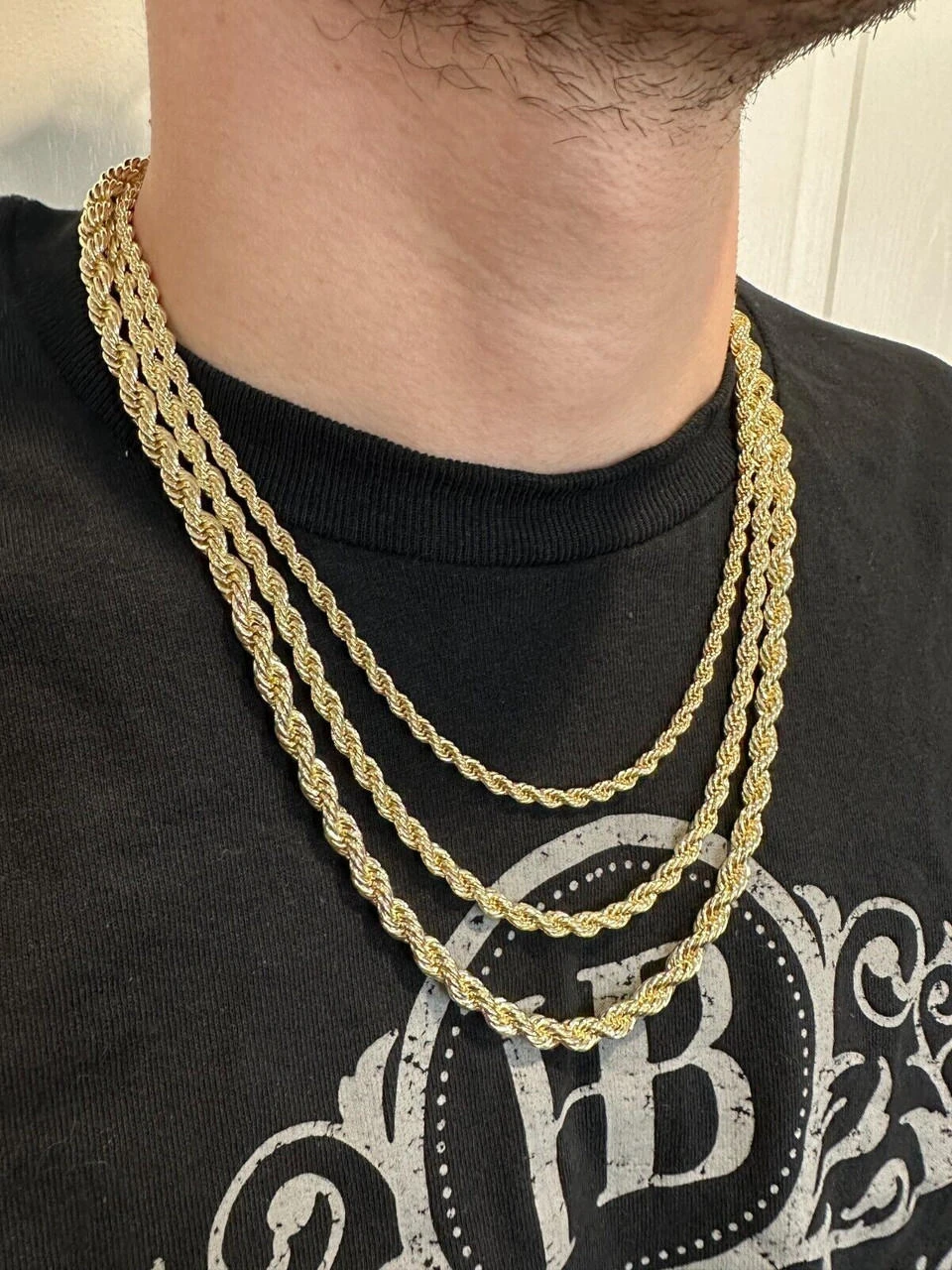 Iced MOISSANITE Clasp 14k Gold Plated Stainless Steel Rope Chain Necklace 4-6mm 21 Iced MOISSANITE Clasp 14k Gold Plated Stainless Steel Rope Chain Necklace 4-6mm - Image 19