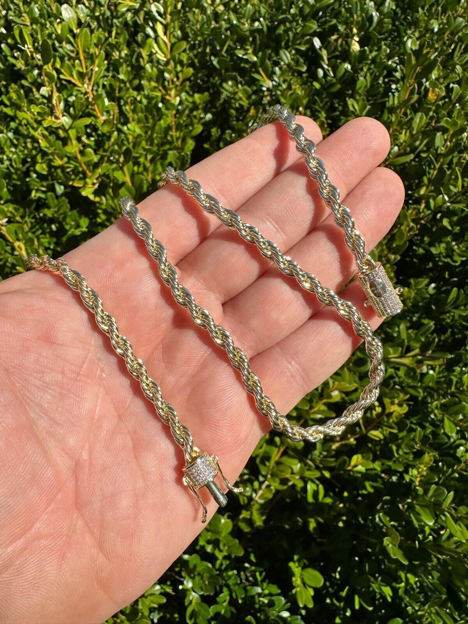 Iced MOISSANITE Clasp 14k Gold Plated Stainless Steel Rope Chain Necklace 4-6mm 15 Iced MOISSANITE Clasp 14k Gold Plated Stainless Steel Rope Chain Necklace 4-6mm - Image 13