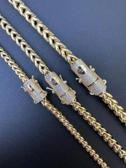 Iced MOISSANITE Clasp 14k Gold Stainless Steel Franco Chain Necklace Bracelet -Harlem Bling Shop harlembling iced moissanite clasp 14k gold stainless steel franco chain necklace bracelet 36714.1690848955