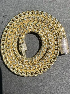 Iced MOISSANITE Clasp 14k Gold Stainless Steel Franco Chain Necklace Bracelet -Harlem Bling Shop harlembling iced moissanite clasp 14k gold stainless steel franco chain necklace bracelet 73279.1690848984