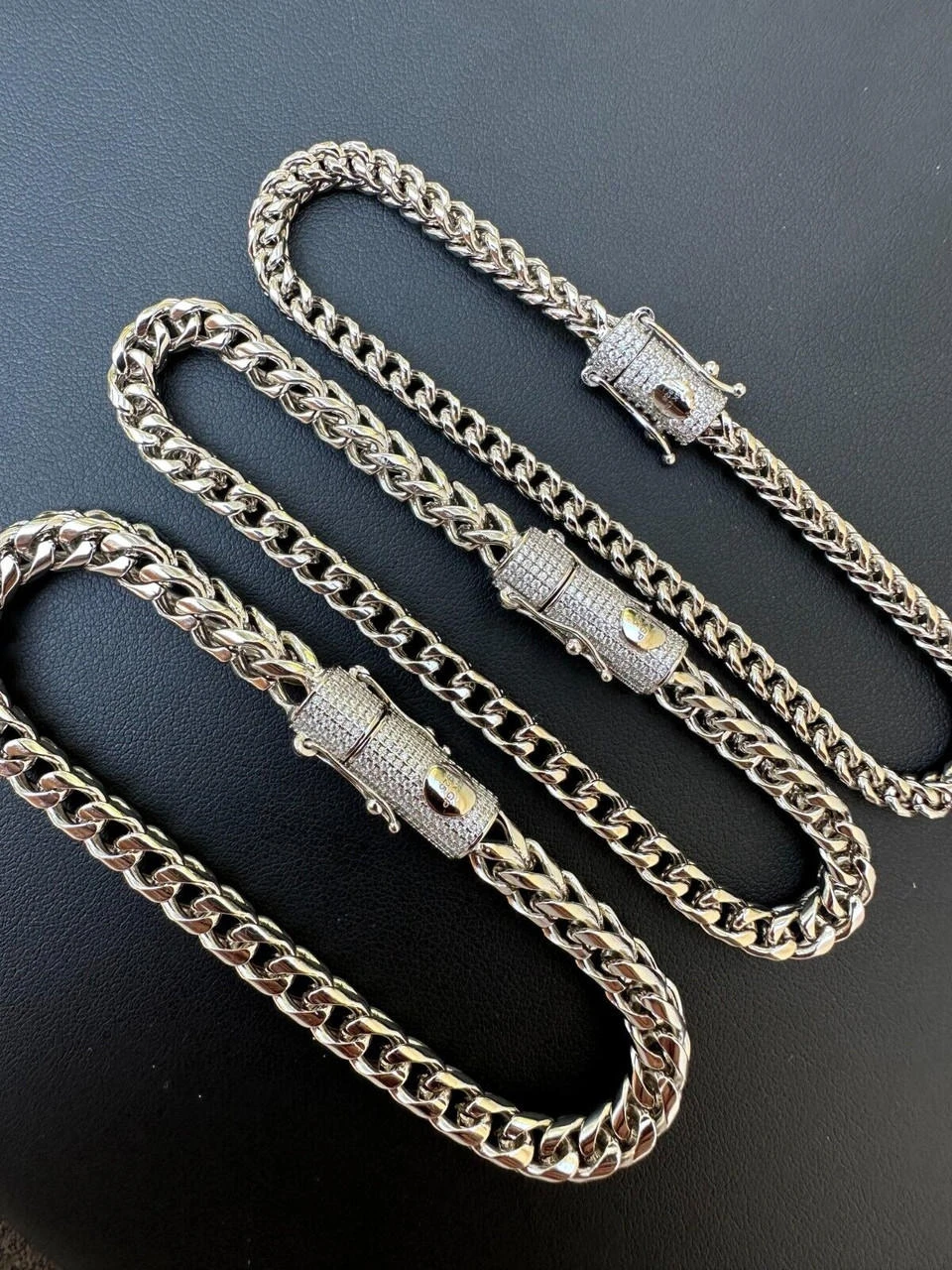 Iced MOISSANITE Clasp 925 Silver & Stainless Franco Bracelet 4-6mm Pass Tester ✅ 9 Iced MOISSANITE Clasp 925 Silver & Stainless Franco Bracelet 4-6mm Pass Tester ✅ - Image 7