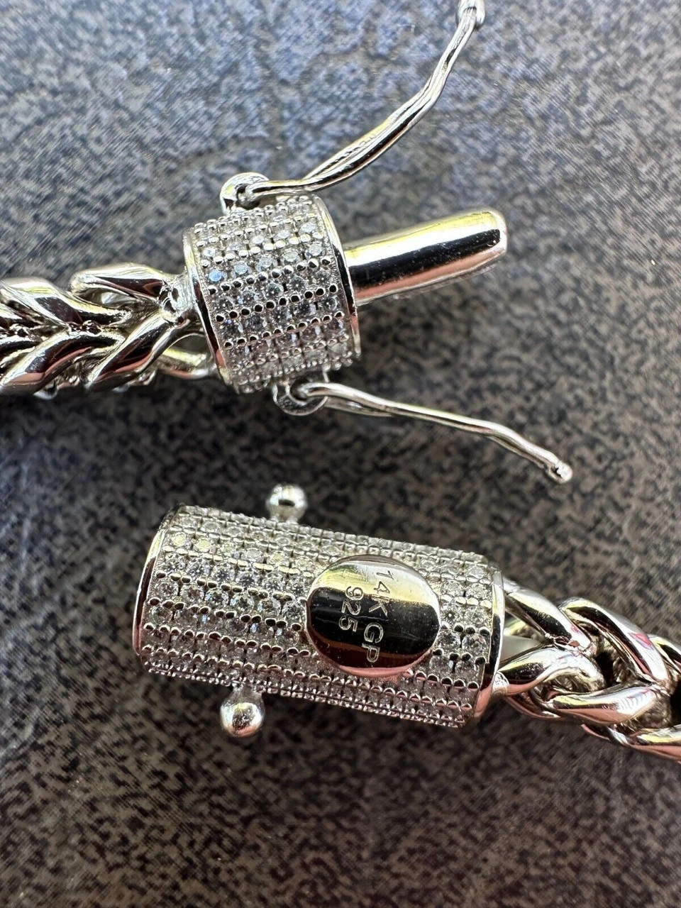 Iced MOISSANITE Clasp 925 Silver & Stainless Franco Bracelet 4-6mm Pass Tester ✅ 8 Iced MOISSANITE Clasp 925 Silver & Stainless Franco Bracelet 4-6mm Pass Tester ✅ - Image 6