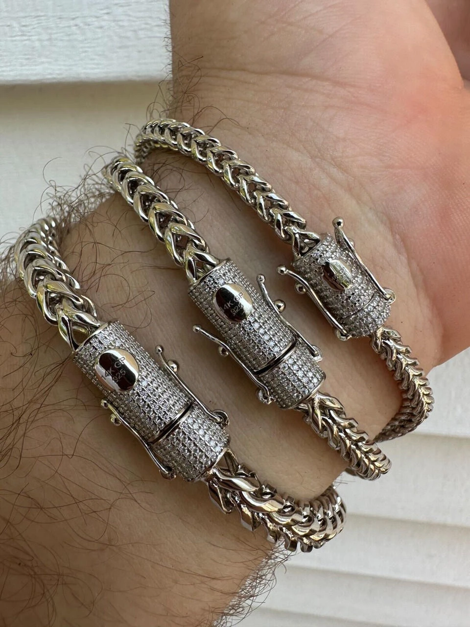 Iced MOISSANITE Clasp 925 Silver & Stainless Franco Bracelet 4-6mm Pass Tester ✅ 15 Iced MOISSANITE Clasp 925 Silver & Stainless Franco Bracelet 4-6mm Pass Tester ✅ - Image 13